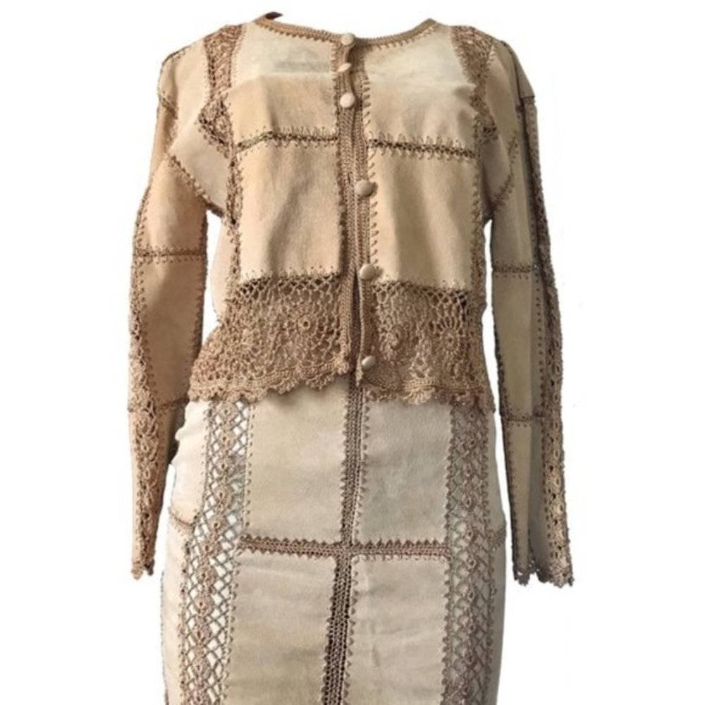 Vintage IDI by Matthew Leather Detailed Skirt Set